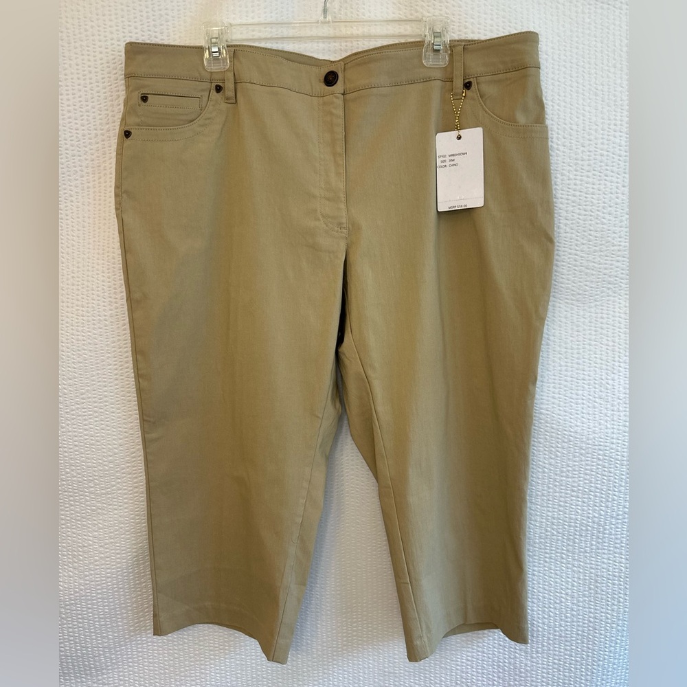 ZAC & RACHEL Tan Slim Crop Pants Plus Size 20W Stretch Chino NWT Classic Casual